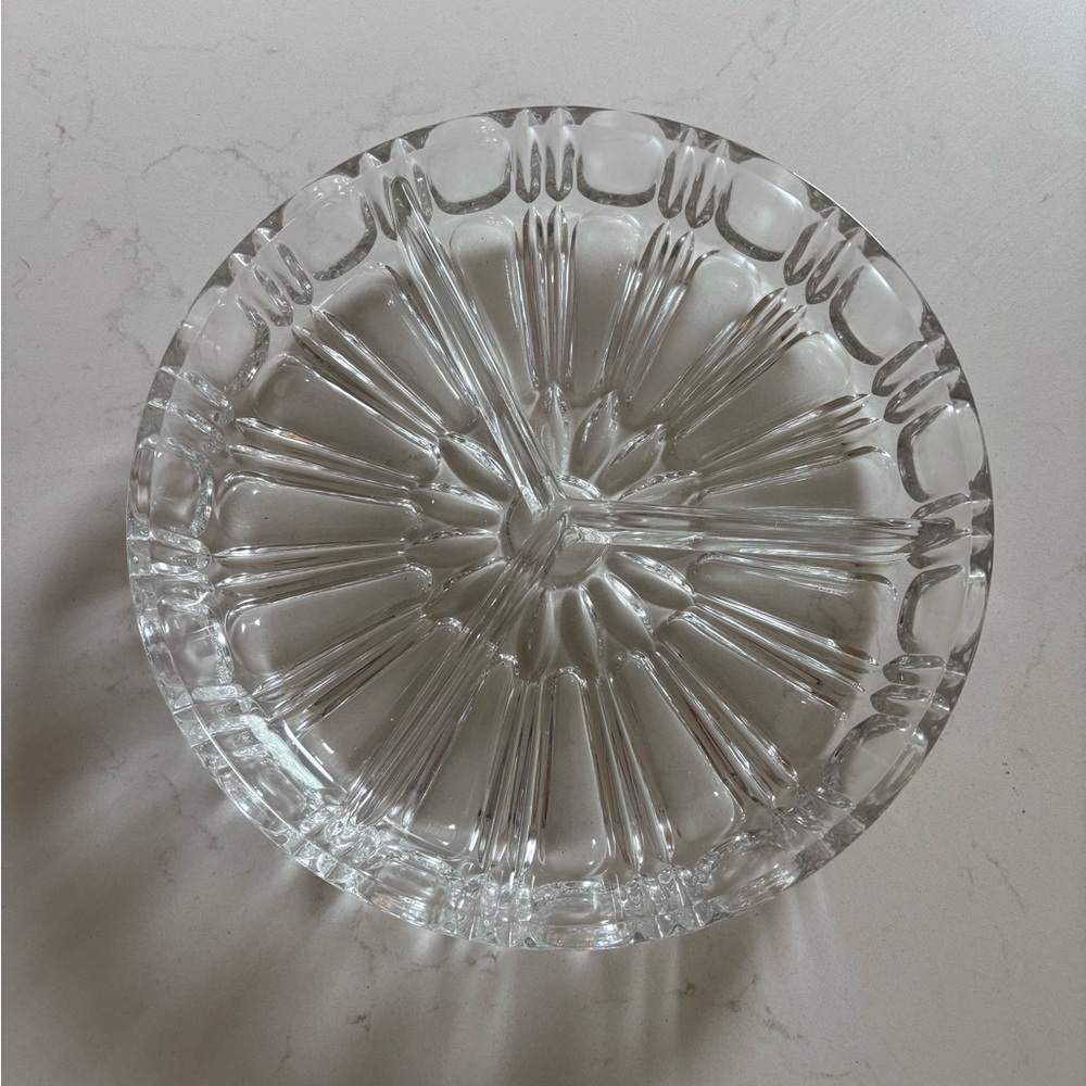 Vintage Clear Glass 3-Part Circular Divided Serving Relish Condiment Dish‎ 8”